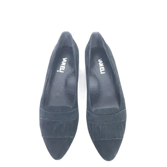 Vaneli Black Suede Fringe Flat 7N EUC - Picture 4 of 7